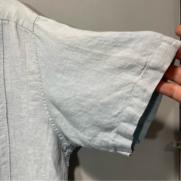Claiborne 100% Linen Casual Button Down Shirt Light blue  size Large - Picture 5 of 9